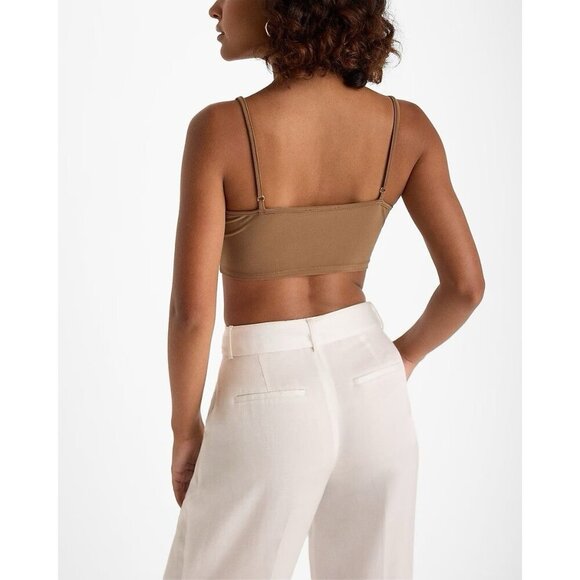 Express Womens Cowl Neck Cropped Cami Spaghetti Straps Sandshell Top Size XL NWT - Picture 2 of 16